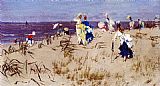 Elegant Canvas Paintings - Elegant Women On The Beach